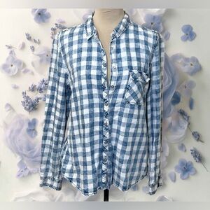 Forever 21 Checkered Blue and White Button-Down Shirt